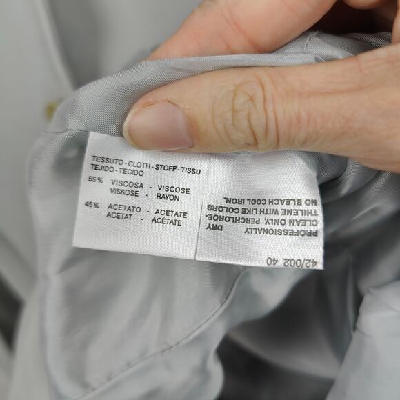 MaxMara Long Jacket Womens 6 Dove Gray Button Up Viscose Blend Preppy Capsule - Picture 7 of 10